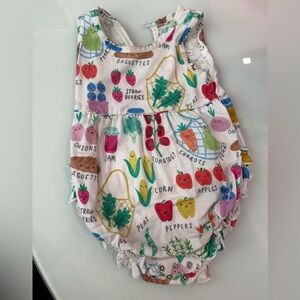 Little Sleepies bamboo romper Farmers Market print 6-12M